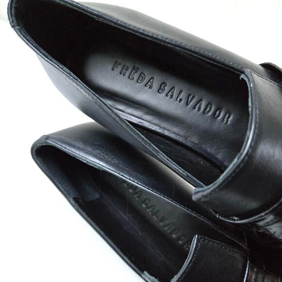 Freda Salvador NEW Croc Embossed Black Patent Leather Loafers Flats Women Size 6 - Picture 9 of 11